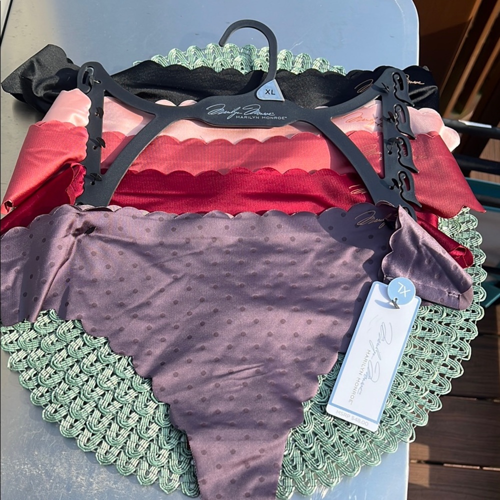 Scalloped Edge Panty Set in Black, Red, and Purple